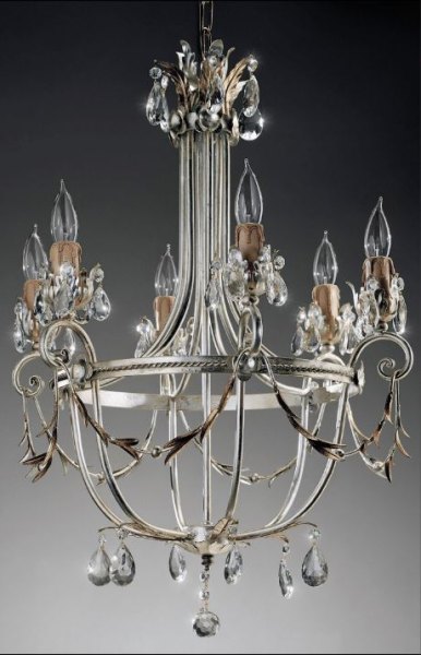 Ferro Luce 8700/6 K Kronleuchter Blattsilber/Blattgold Cristalglas