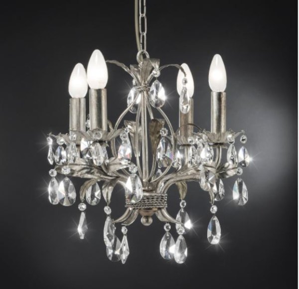 Ferro Luce 90/4 K Chandelier Silver Leaf/Gold Leaf Asfour Lead Crystal