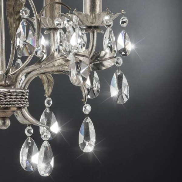 Ferro Luce 90/4 K Chandelier Silver Leaf/Gold Leaf Asfour Lead Crystal