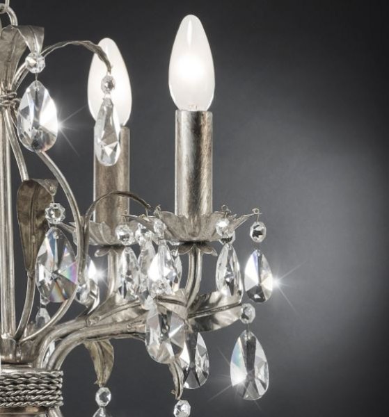 Ferro Luce 90/4 K Chandelier Silver Leaf/Gold Leaf Asfour Lead Crystal