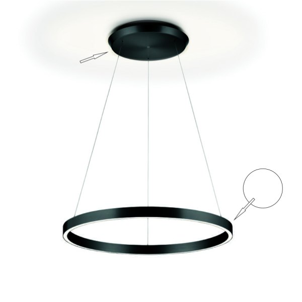 Knapstein Svea-L-60 LED Ring Lamp Gesture Control Dimmable Lift white matt