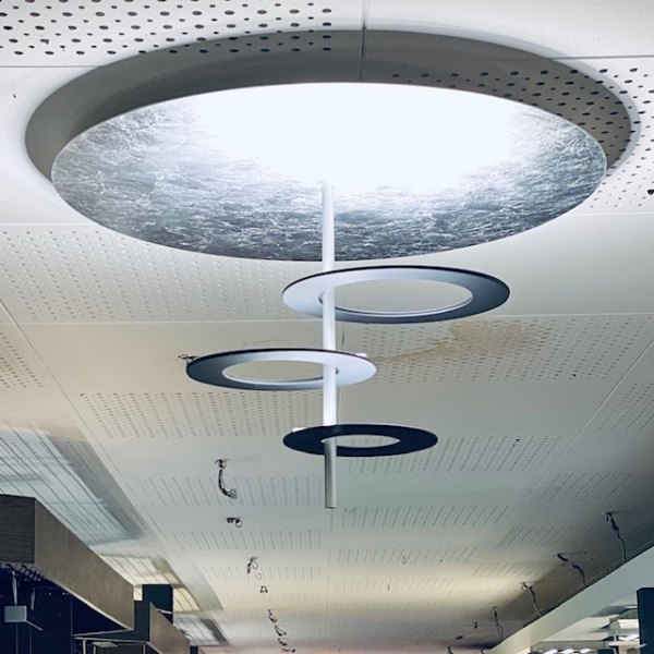 Icone Hula Hoop P3 ceiling lamp Ø 75cm, silver leaf / black
