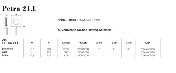 Icone Petra 21.L weiß /weiß LED Wand- und Leseleuchte verstellbar 3000K
