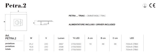 Exhibition Piece - Icone Petra 2 LED ceiling luminaire adjustable, ecru / brass