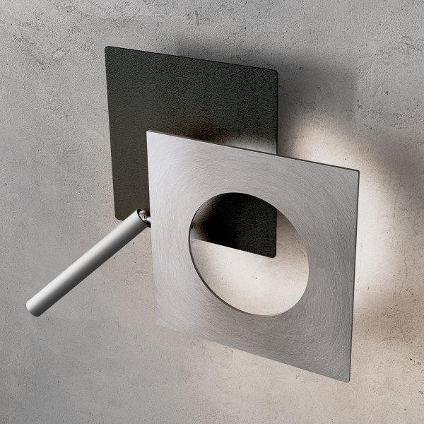 Icone Petra 21L LED wall and reading light adjustable, slate/satin aluminium
