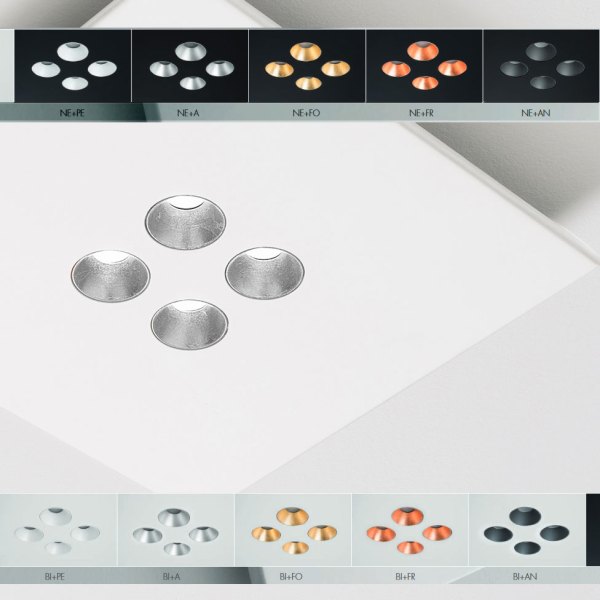 Icone Confort LED ceiling light 4flg. Quadrata colour selection, dimmable, 2.700K