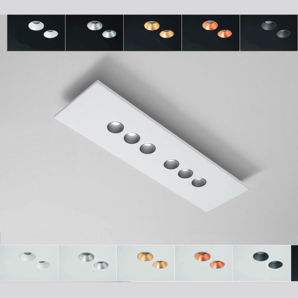 Icone Confort LED ceiling light 6flg.white alu dimmable, 2,700K