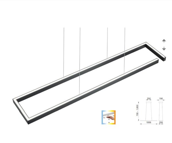 Knapstein Marisa 100 LED pendant lamp up-/down light gesture control dimmable lift effect bronze