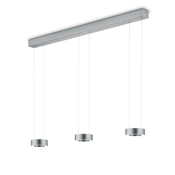 Knapstein Zera-3 51.518.05-1 Prismenabdeckung mattnickel LED Pendelleuchte - 3 flammig Ober-/Unterlicht Gestensteuerung Lift dimmbar