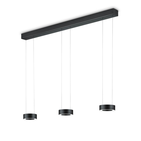 Knapstein Zera-3 51.518.07 mattschwarz Prismenabdeckung LED Pendelleuchte - 3 flammig Ober-/Unterlicht Gestensteuerung Lift dimmbar