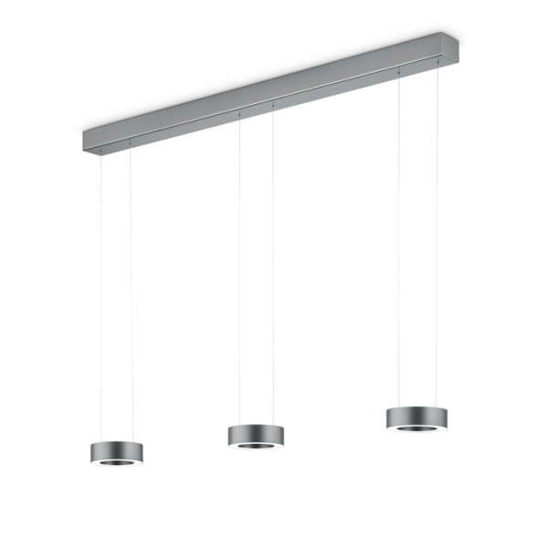 Knapstein Zera-3 51.518.35-1 graphit anthrazit Prismenabdeckung LED Pendelleuchte - 3 flammig Ober-/Unterlicht Gestensteuerung Lift dimmbar - Sonderfarbe