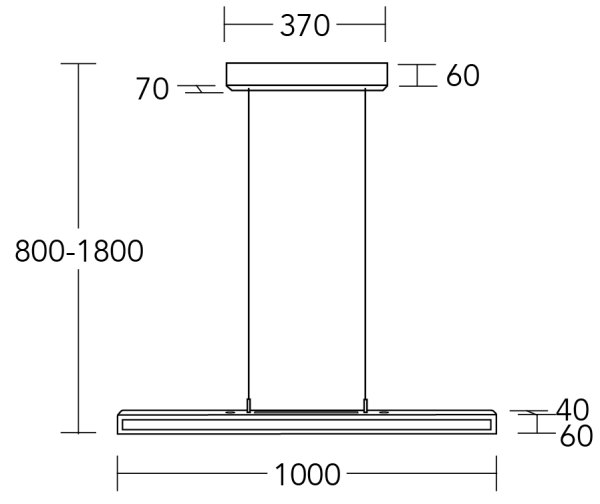 Herzblut Karl G LED wooden pendant luminaire 130 cm with granite top and bottom light with roller cable Colour selection