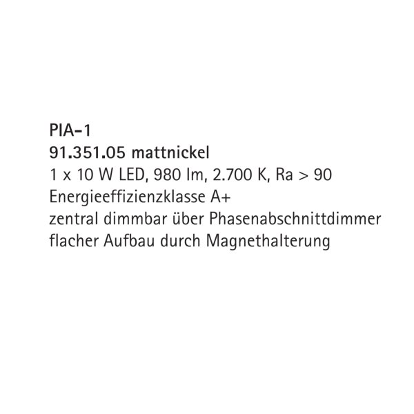 Knapstein Pia-1 LED ceiling light dimmable matt nickel
