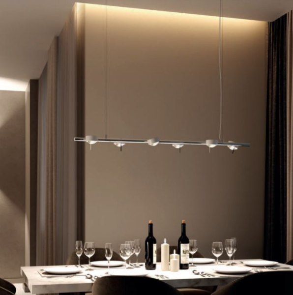 Top Light Puk Mini Sixtett ø 80 LED Pendelleuchte drehbar Konfigurator, dimmbar - Textilkabel anthrazit