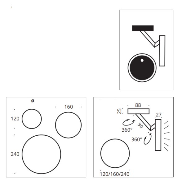 Top Light Allround ø 120/160/240 LED Aufbauleuchte drehbar Konfigurator, dimmbar