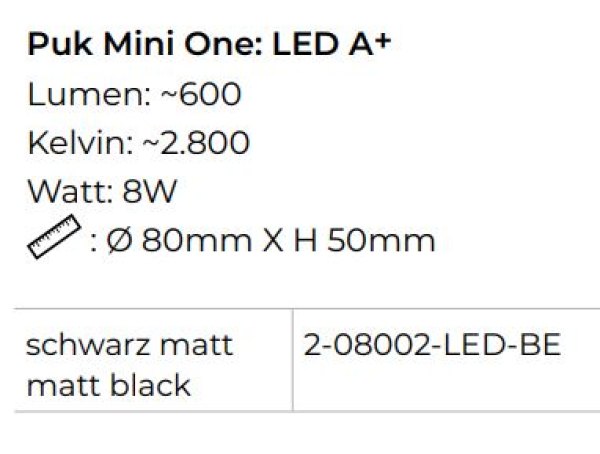 Top Light LED Puk Mini One Deckenleuchte Black White Edition Konfigurator