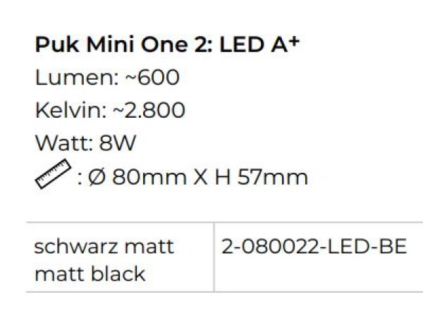 Top Light LED Puk Mini One 2 Ceiling Light Black White Edition - black