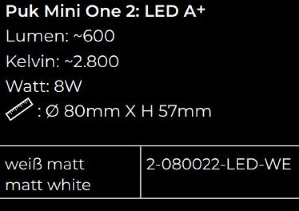 Exhibition piece - Top Light LED Puk Mini One 2 Ceiling Light White Edition