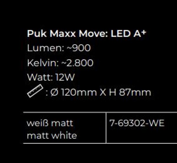 Top Light LED Puk Maxx Move Deckenleuchte Black White Edition Konfigurator