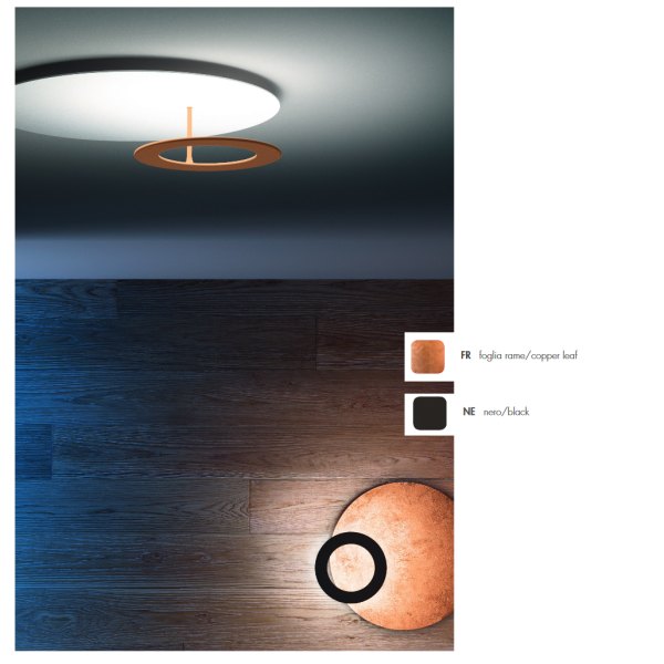 Icone Vera 50 wall and ceiling lamp copper leaf black - adjustable