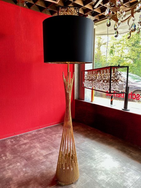 Arte Luce KAVINCO/FS Stehleuchte - Gold 1-flammig Lampenschirm schwarz