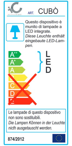 Icone Cubo LED Wand-/Deckenleuchte dimmbar,  Titanio & Argento (grau & weiß)