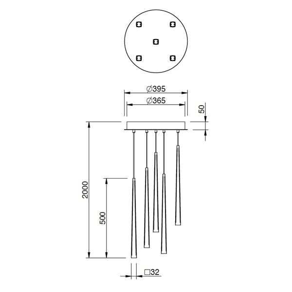 LED hanging lamp " LUCID XL" 3506 5 flames Schmidt lights