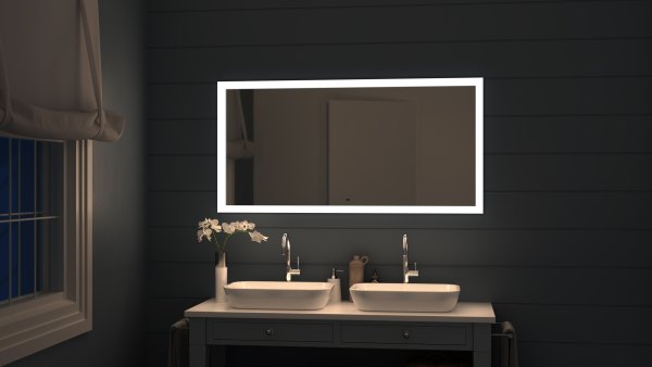 Top Light SideLight LED crystal mirror illuminated, satin finish Size Selection