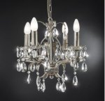 Ferro Luce 90/4 K Chandelier Silver Leaf/Gold Leaf Asfour Lead Crystal